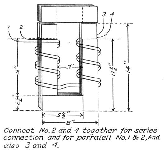 Diagram of transformer for high frequency work