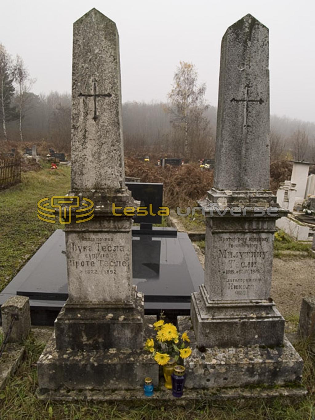 The graves of Tesla's parents in Jasikovac cemetery