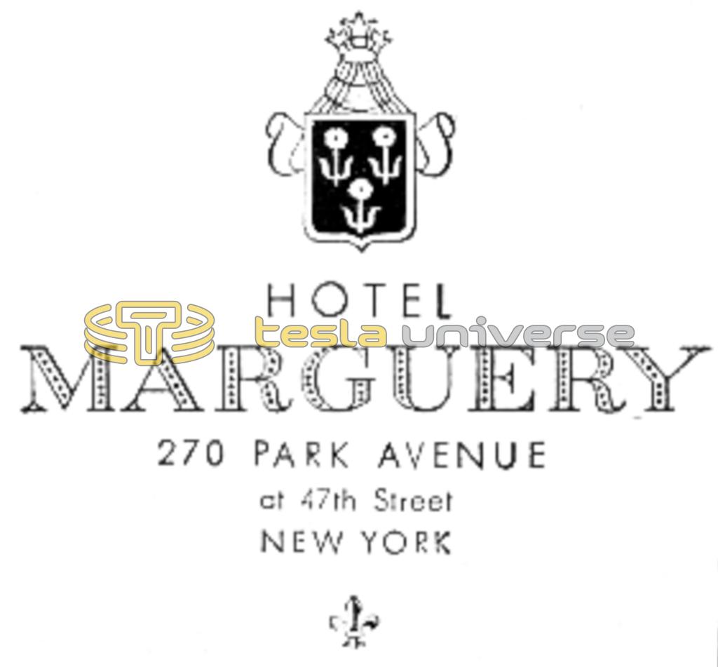 Hotel Marguery letterhead from the time when Tesla lived there