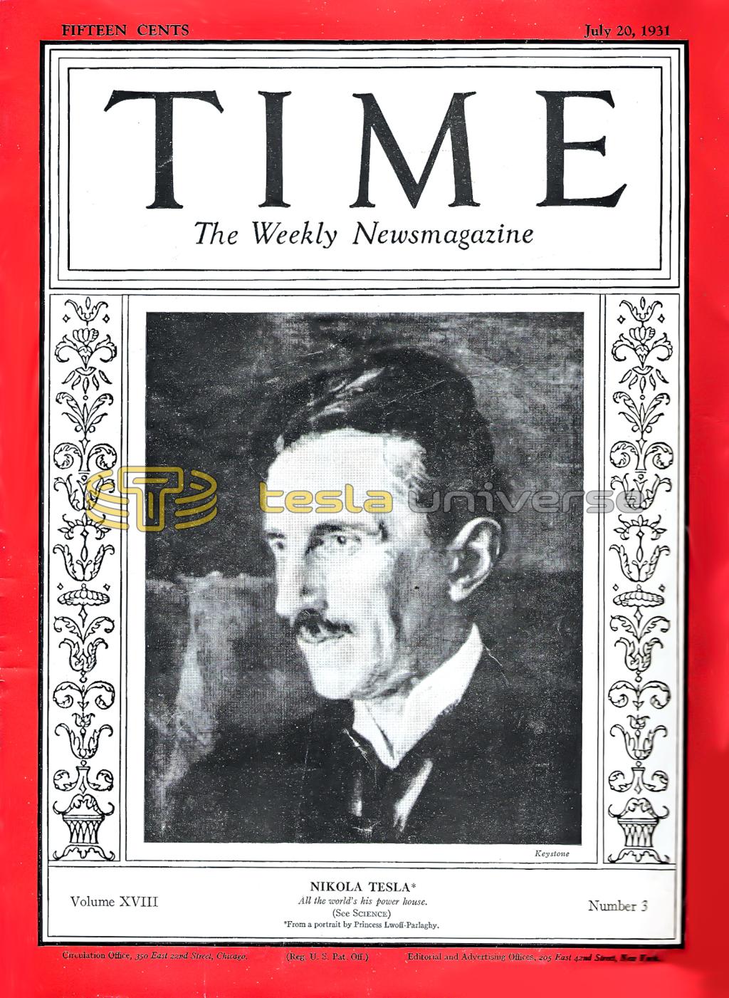 Nikola Tesla cover of 1931 Time magazine