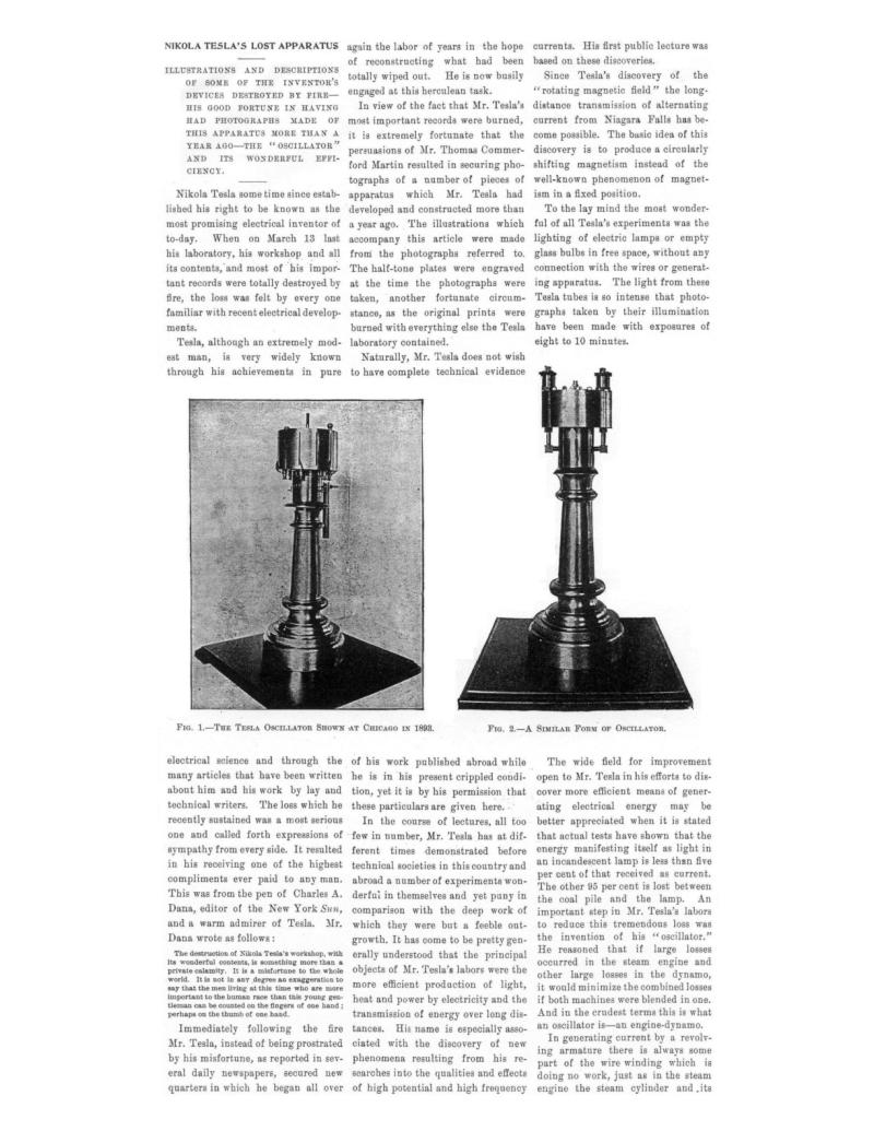 Preview of Nikola Tesla's Lost Apparatus article