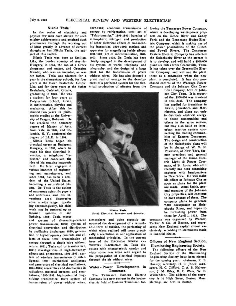 Preview of Nikola Tesla article