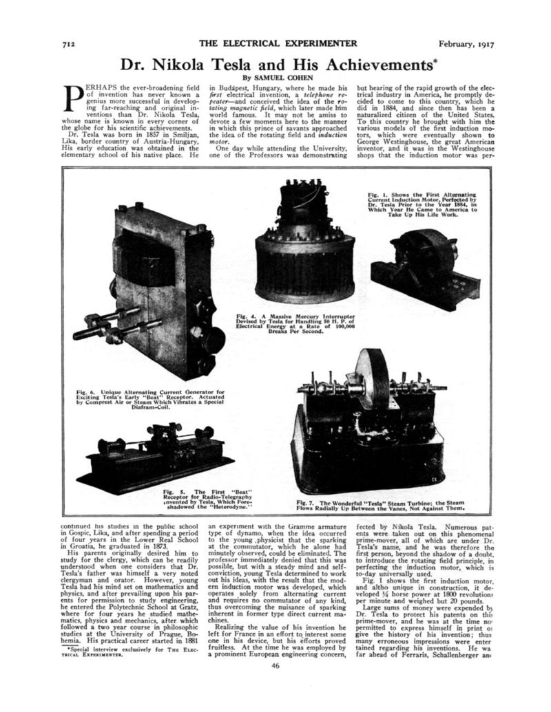 Preview of Dr. Nikola Tesla and His Achievements article