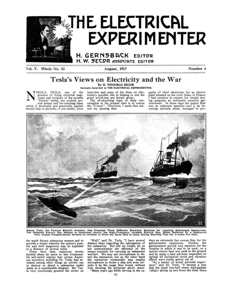 Preview of Tesla's Views on Electricity and the War article