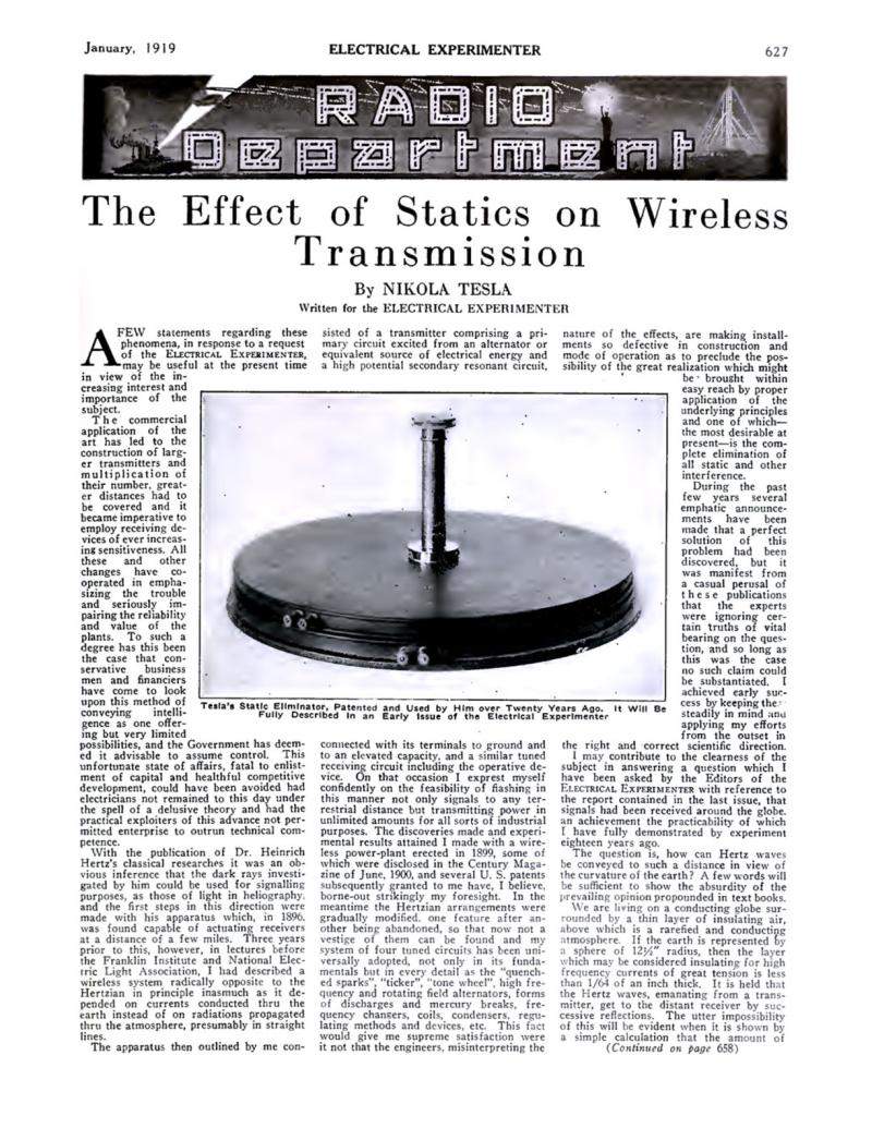 Preview of The Effect of Statics on Wireless Transmission article