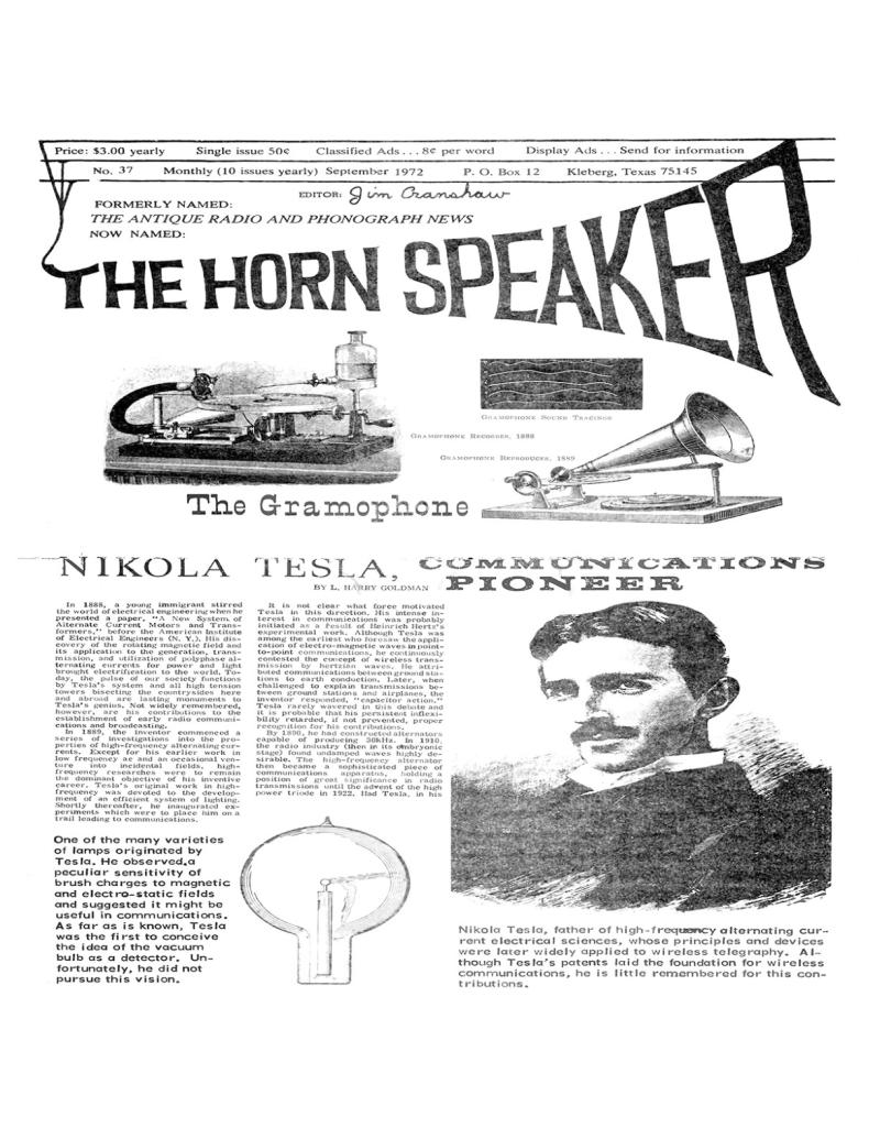Preview of Nikola Tesla, Communications Pioneer article