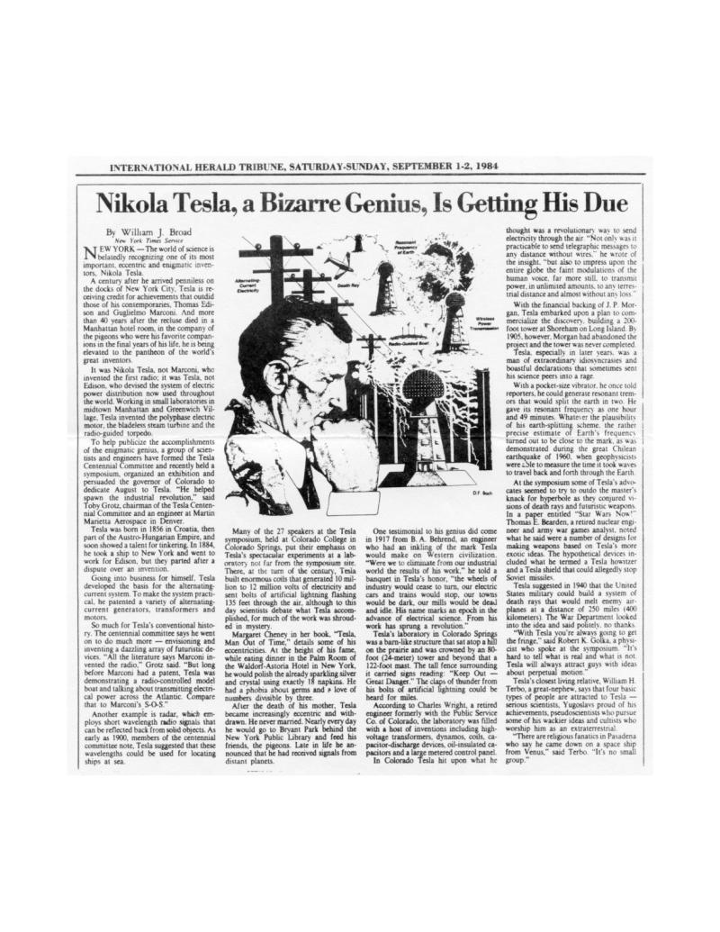 Preview of Nikola Tesla, a Bizarra Genius, Is Getting His Due article