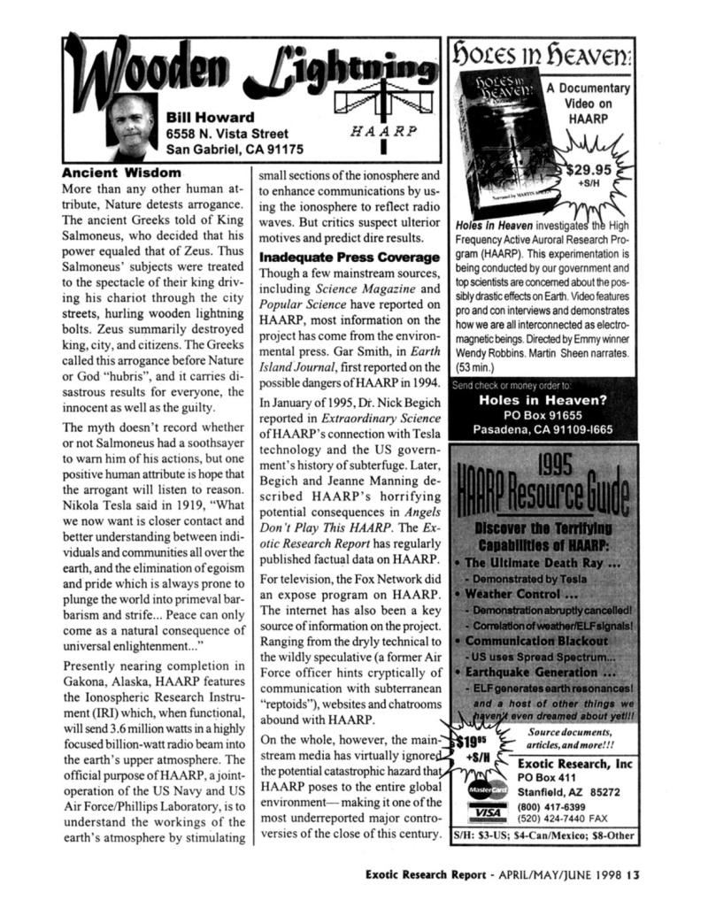 Preview of HAARP: Wooden Lightning article