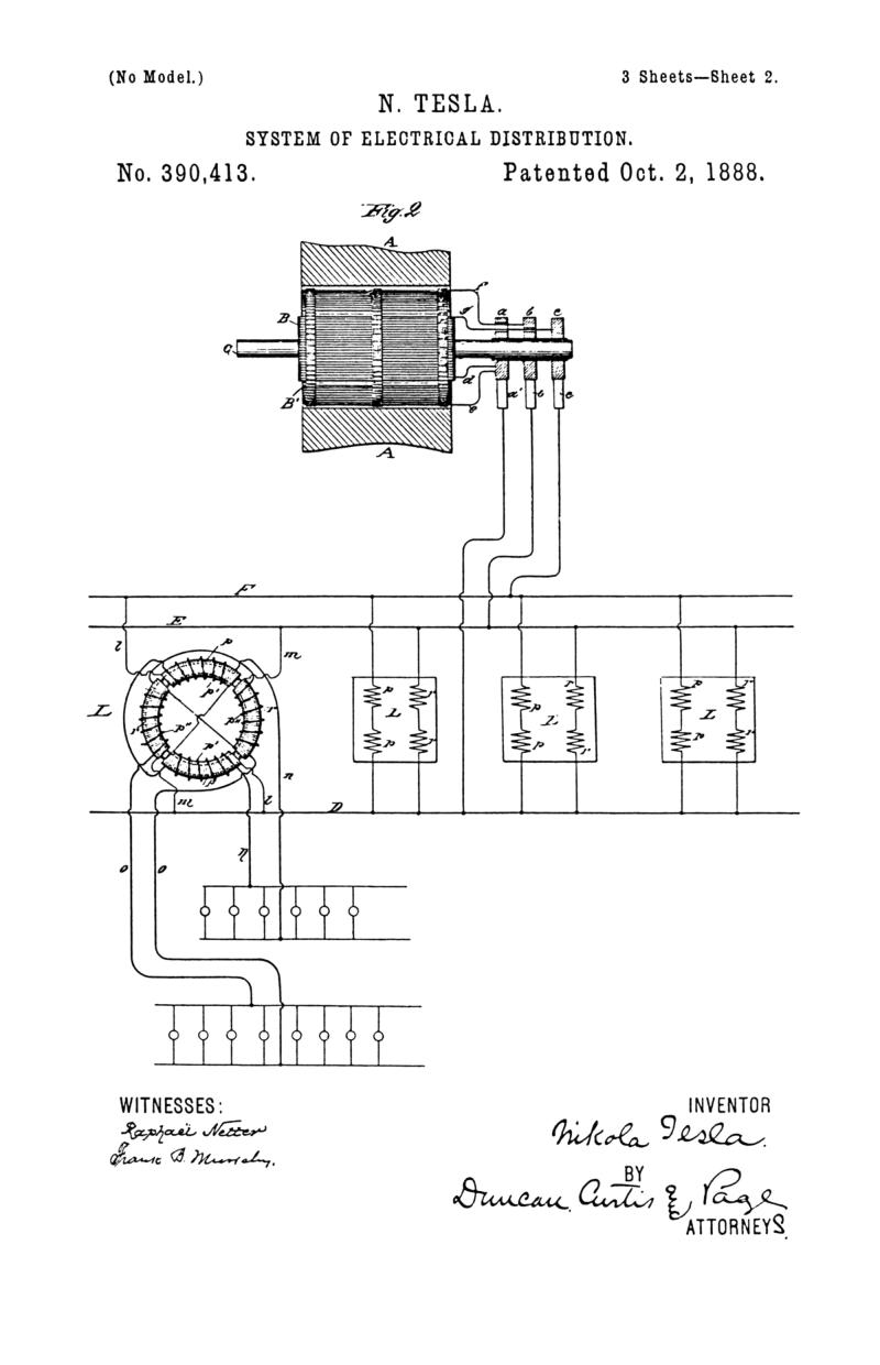 Nikola Tesla U.S. Patent 390,413 - System of Electrical Distribution - Image 2