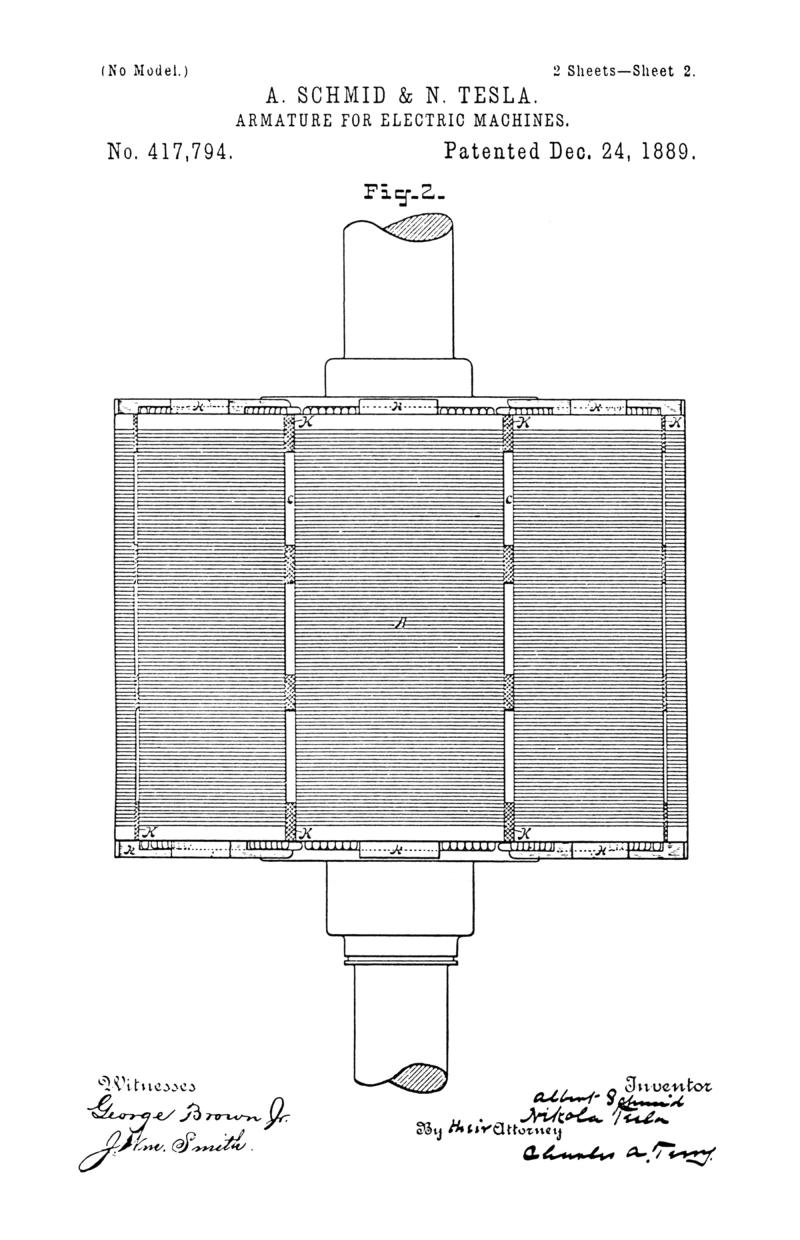 Nikola Tesla U.S. Patent 417,794 - Armature for Electric Machines - Image 2