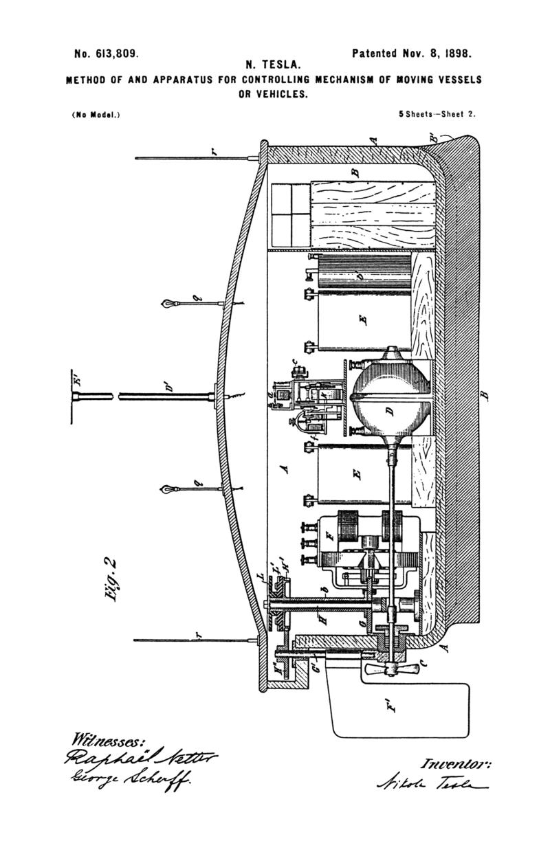 Nikola Tesla U.S. Patent 613,809 - Method of and Apparatus for Controlling Mechanism of Moving Vehicle or Vehicles - Image 2