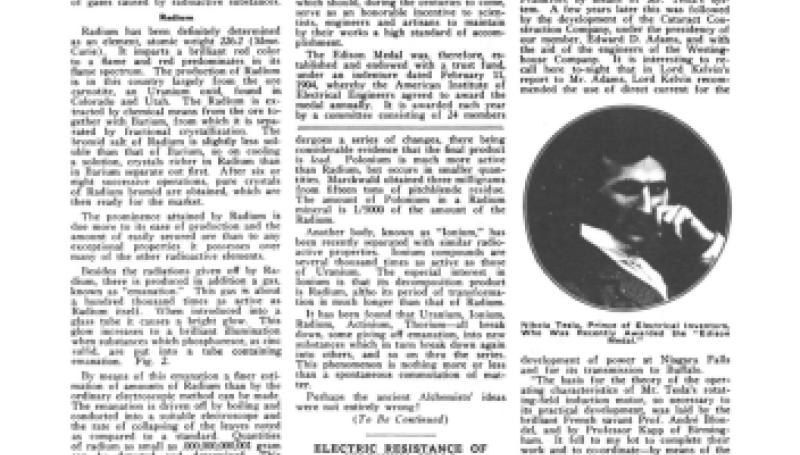 Preview of Nikola Tesla Receives The "Edison Medal" article