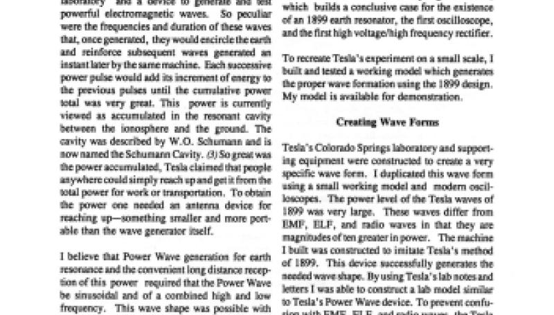 Preview of The Tesla Power Wave (1899-1991) article