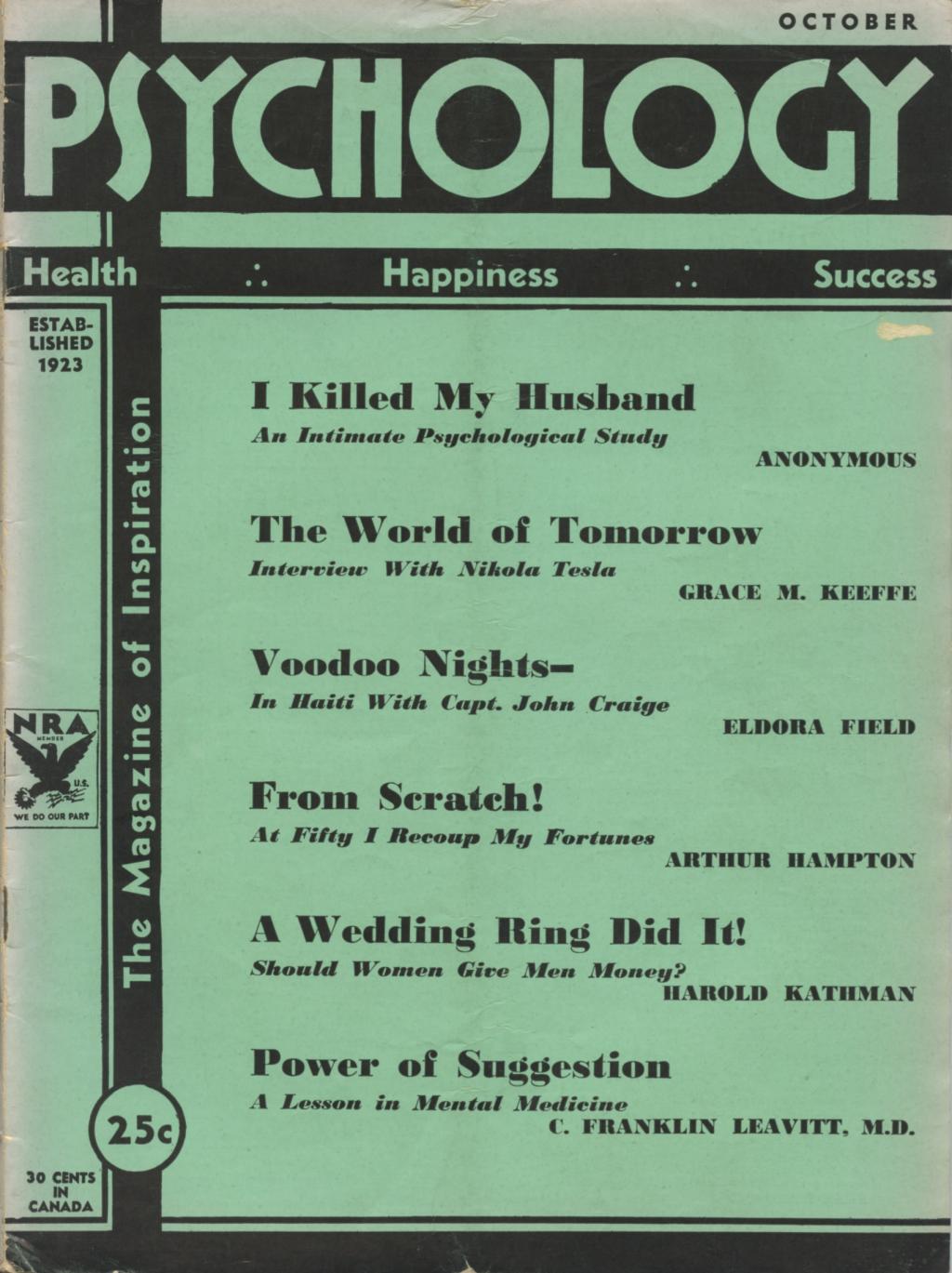 1933 Psychology Magazine Cover