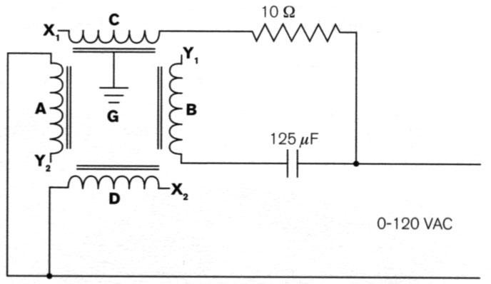 Circuit for two-phase operation of rotating magnetic field project.