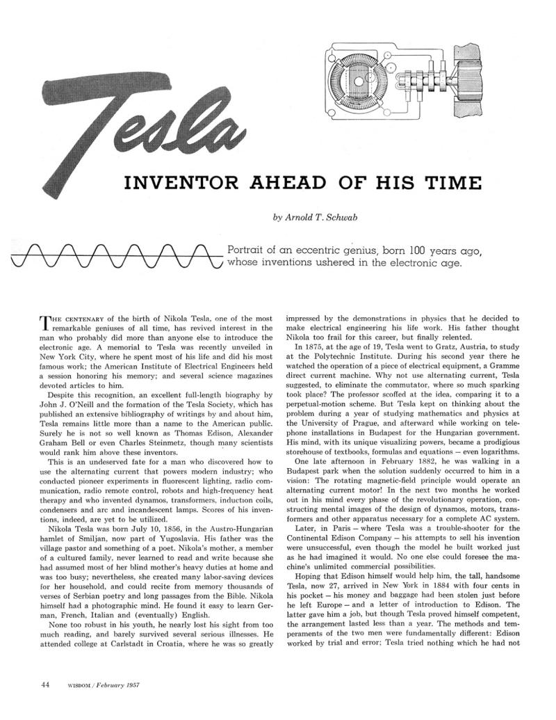 Preview of Tesla - Inventor Ahead of His Time article