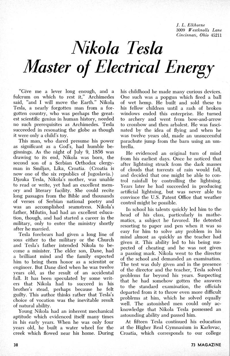 Nikola Tesla - Master of Electrical Energy - Page 1