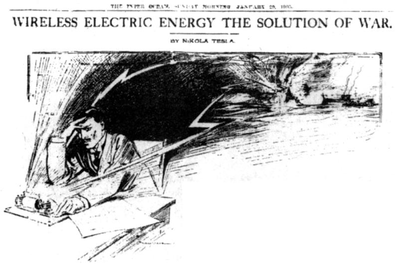 1905 Tesla Death Ray Newspaper Illustration