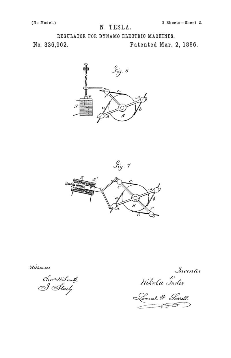 Nikola Tesla U.S. Patent 336,962 - Regulator for Dynamo-Electric Machines - Image 2