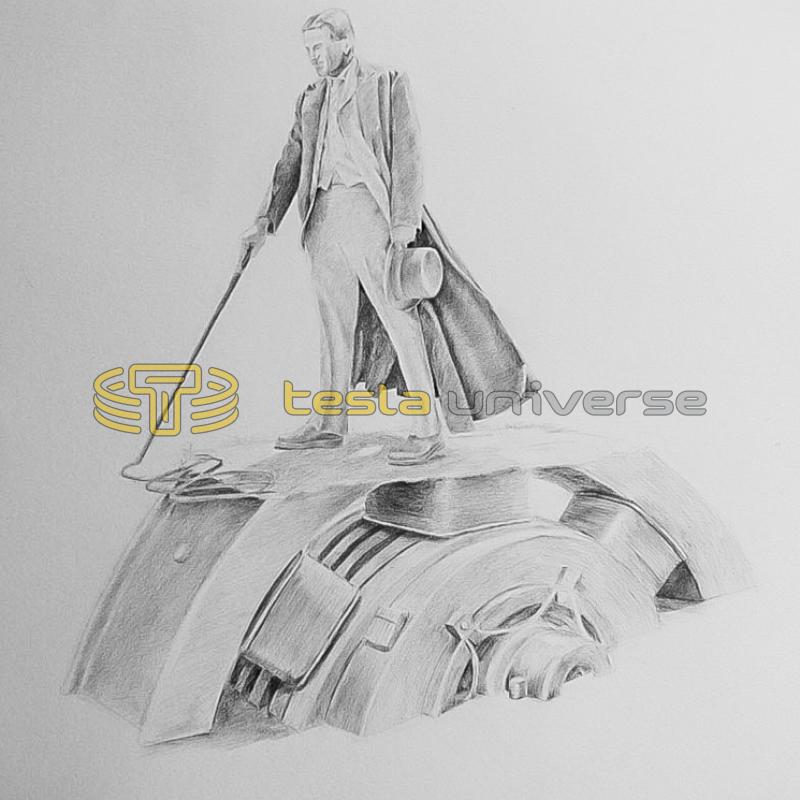The sketch that won the contest for the Queen Victoria Park Tesla statue