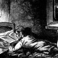Illustration of young Nikola Tesla reading in secret from his parents